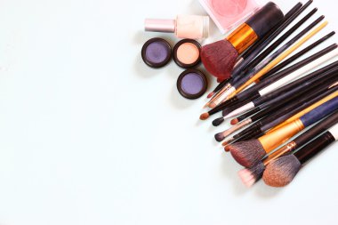 top view of Vintage Make Up set. filtered image.