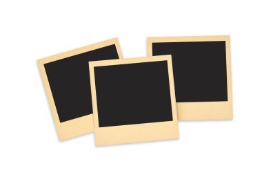 set of blank instant photo with black space isolated on white. ready to ad your photo