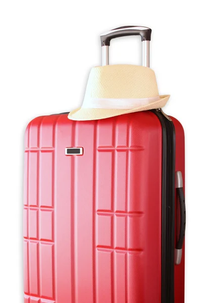 Image of red elegant travel luggage isolated on white — Stock fotografie