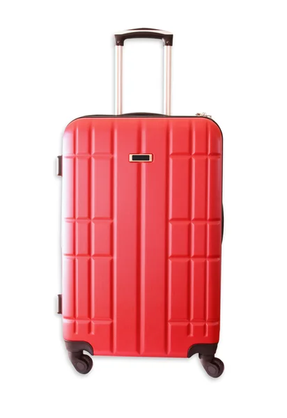 Изображение красного элегантного багажа, изолированного на белом — стоковое фото