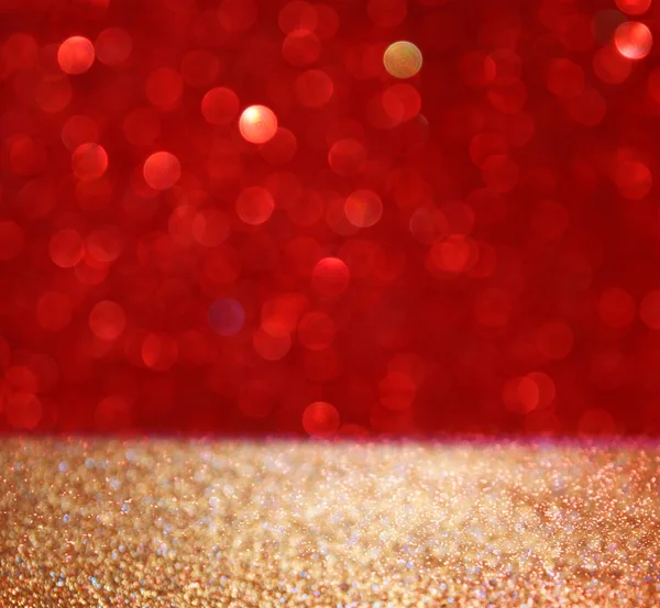 Abstract background of red and gold glitter bokeh lights — Stock Photo, Image