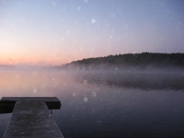 Abstract photo of misty and foggy lake — Stock Photo, Image