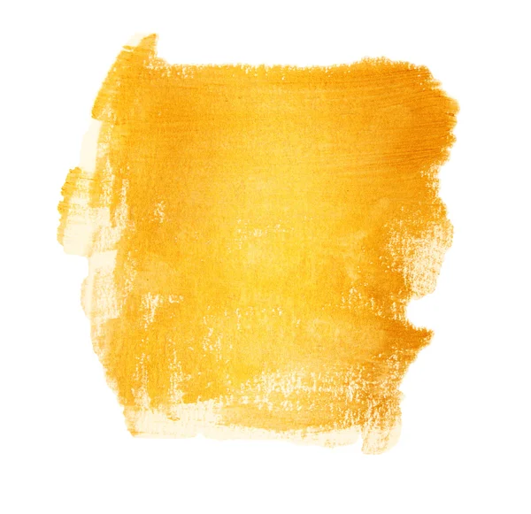 Acrylic gold  brush strokes with texture paint stains. isolated ,  hand painted. — ストック写真