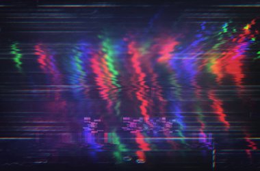 Soyut arkaplan, koyu neon renkler ve geometrik desen