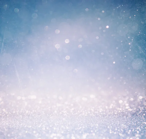 Bokeh lights background with multi layers and colors of white silver and blue. — Stock Photo, Image