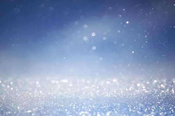 Bokeh lights background with multi layers and colors of white silver and blue. — Stock Photo, Image