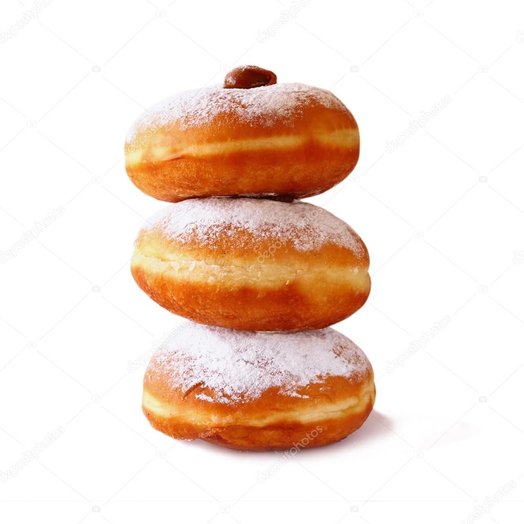 image of donuts. isolated on white. jewish holiday Hanukkah symbol.