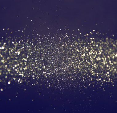 Glitter vintage ışıklar arka plan. ışık gümüş, mavi ve siyah. defocused