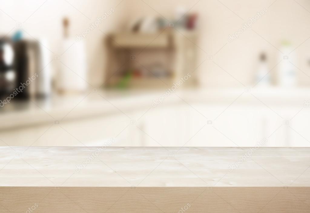 table and white kitchen background.