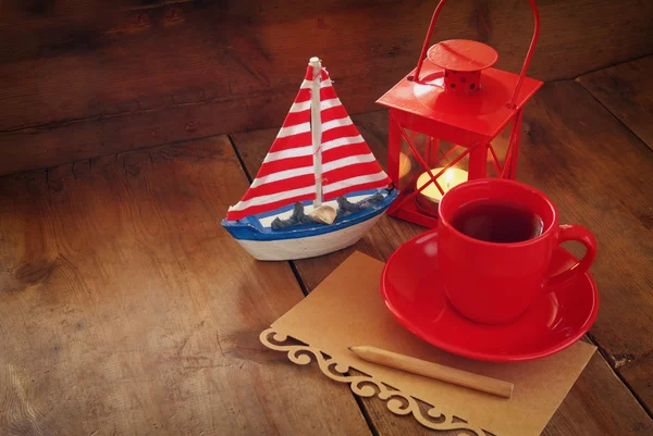 Taza de té barco decorativo — Foto de Stock