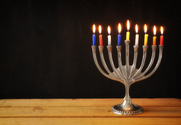 Jewish holiday Hanukkah with menorah