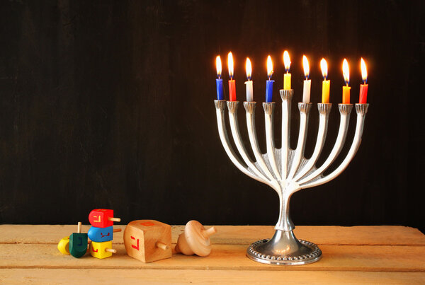Jewish holiday Hanukkah with menorah