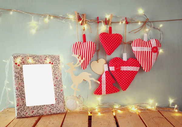 Jul tyg hjärtan — Stockfoto