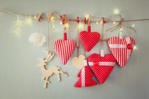 Corazones de tela de Navidad — Foto de Stock