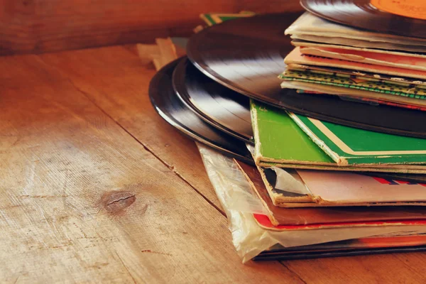 Records stack with record — Stock Photo, Image