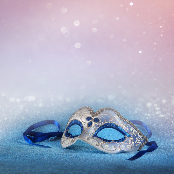 blue female carnival mask