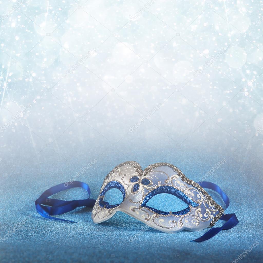 blue female carnival mask