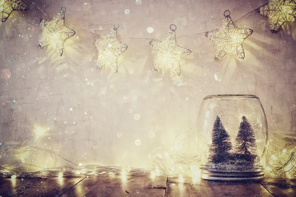 Mason kavanoza Noel ağaçları — Stok fotoğraf