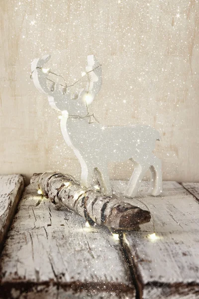 Christmas lights and reindeer — Stock Photo, Image