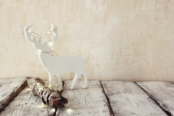 Christmas lights and reindeer — Stock Photo, Image