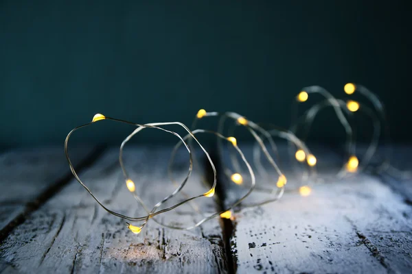 Christmas warm gold garland lights — Stock Photo, Image