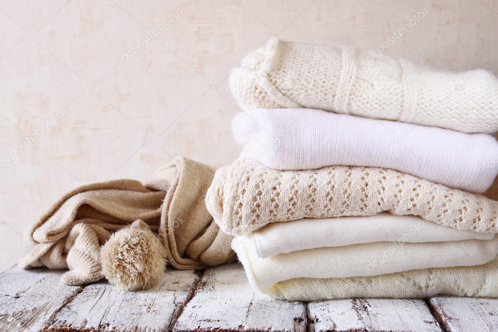 white cozy knitted sweaters