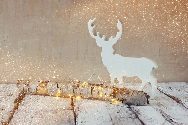 Luces de Navidad y renos — Foto de Stock