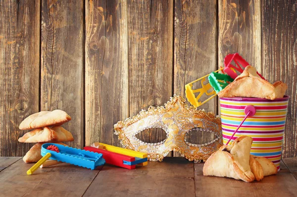 Conceito de celebração Purim (feriado de carnaval judaico). foco seletivo — Fotografia de Stock