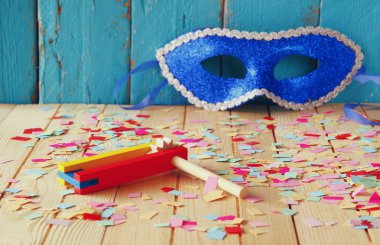 Purim kutlama kavramı (Yahudi karnaval tatil). seçici odak