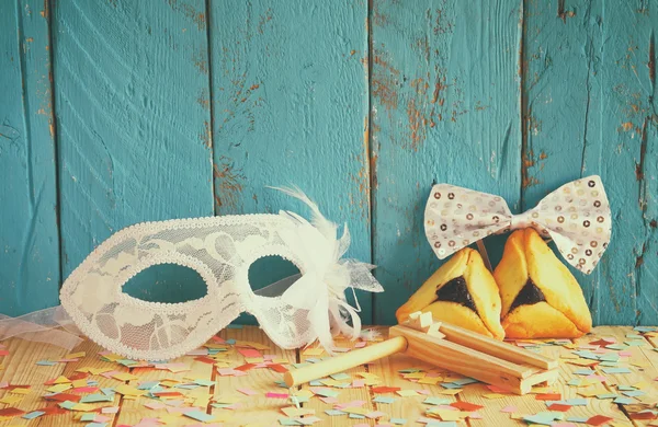 Conceito de celebração Purim (feriado de carnaval judaico). foco seletivo — Fotografia de Stock