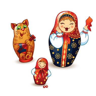 Rus bebekler ve balalayka dans.