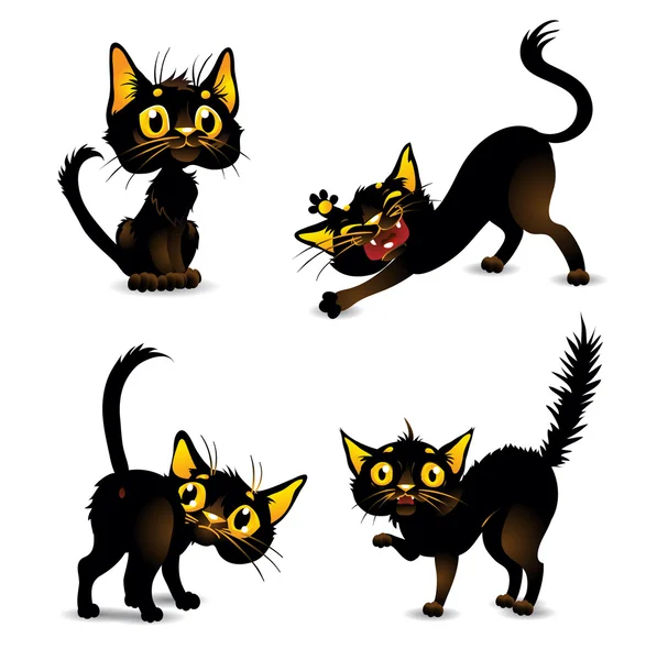 Set black cats for Halloween 2 — Stock Vector