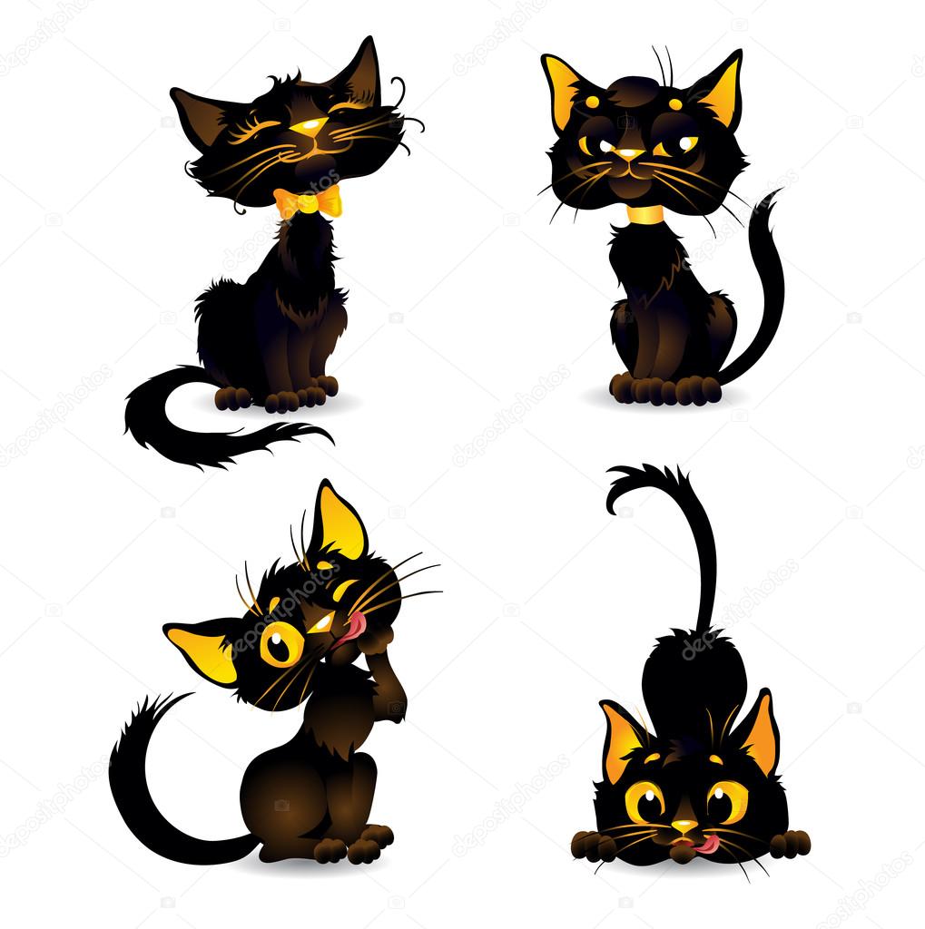 Black Cat Icon Element Set Halloween Stock Vector (Royalty Free) 725019526