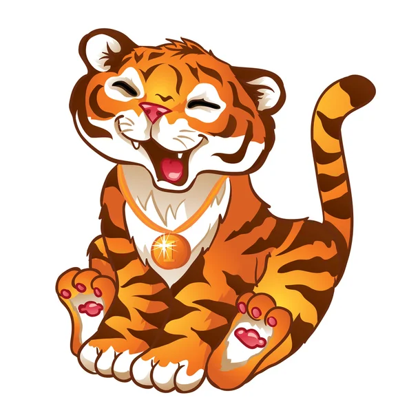 Cheerful tiger medal — Stock Vector