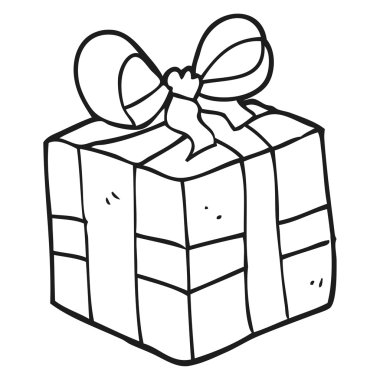 siyah beyaz çizgi film Noel hediyesi