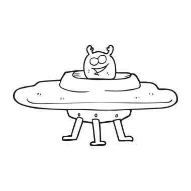 siyah beyaz çizgi film uzay gemisi