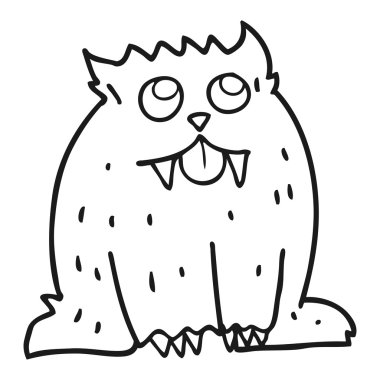 siyah ve beyaz karikatür canavar