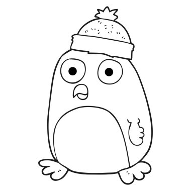 siyah beyaz çizgi film Noel robin