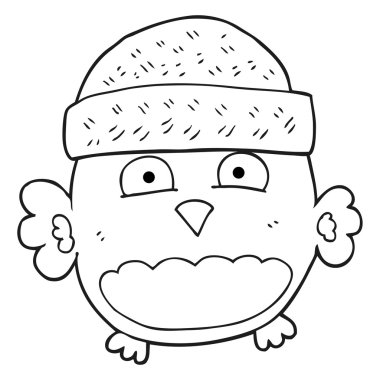 siyah beyaz çizgi film sevimli baykuş