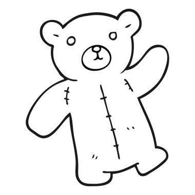 siyah beyaz çizgi film oyuncak ayı