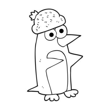 siyah ve beyaz karikatür penguen