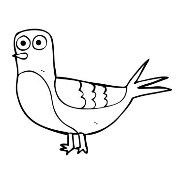 siyah beyaz çizgi film güvercin