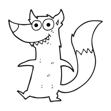 siyah ve beyaz çizgi film küçük kurt