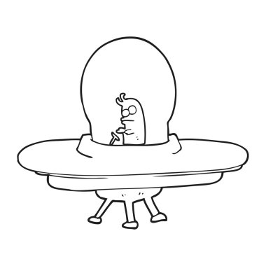 siyah beyaz çizgi film uçan daire