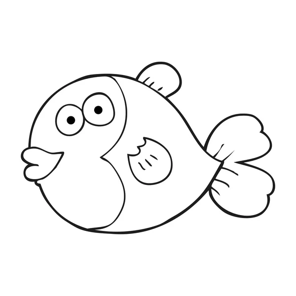 Peixe de desenhos animados preto e branco — Vetor de Stock