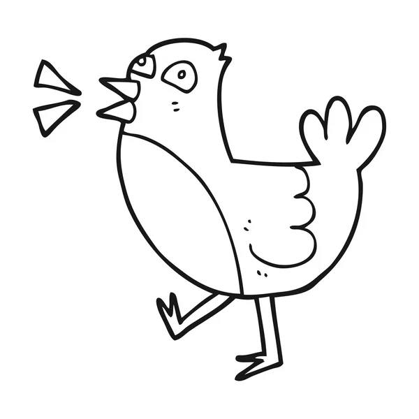 Fekete-fehér rajzfilm madár — Stock Vector