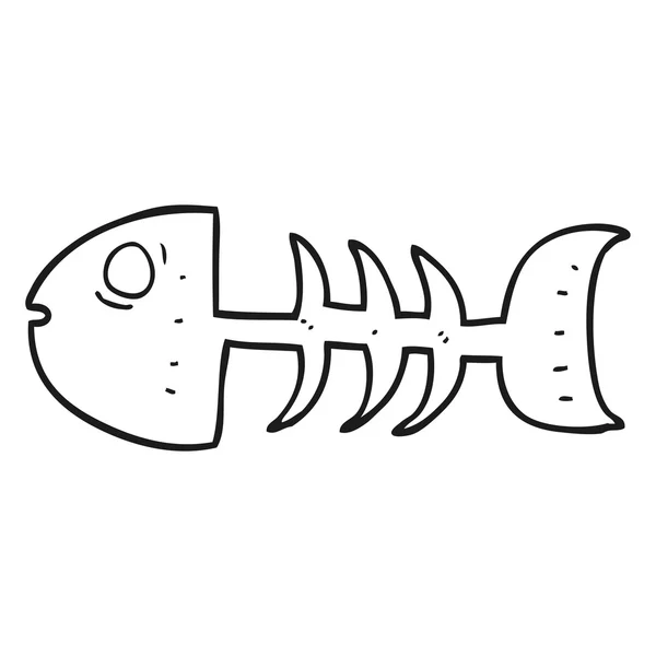 Huesos de pescado de dibujos animados en blanco y negro — Vector de stock