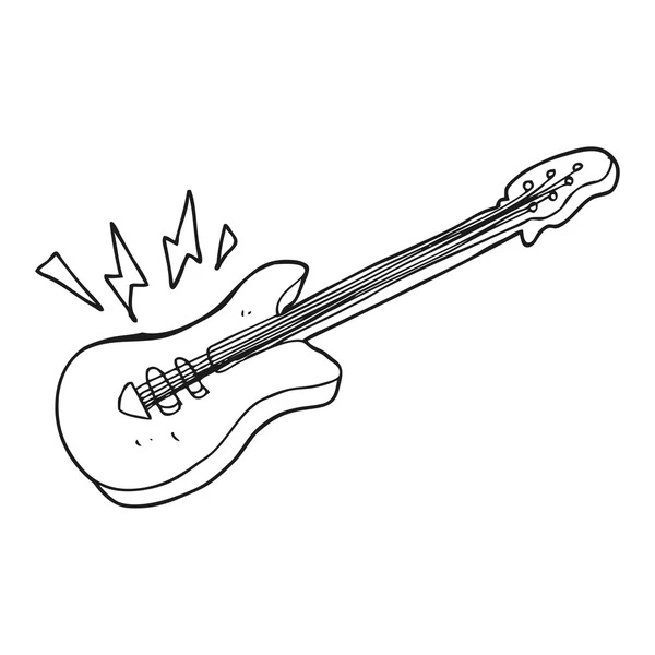 Guitarra eléctrica de dibujos animados en blanco y negro — Archivo Imágenes Vectoriales