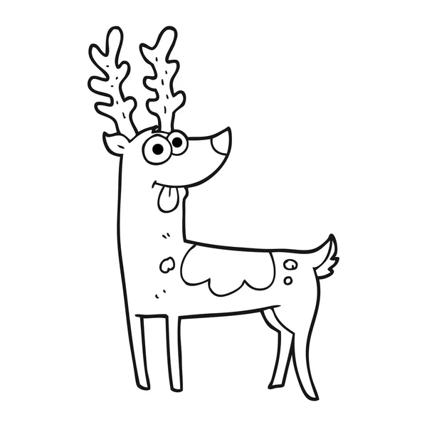 Black and white cartoon reindeer — Stock Vector