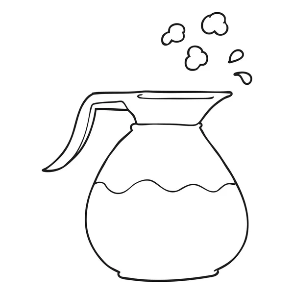Preto e branco desenho animado jarro de café —  Vetores de Stock